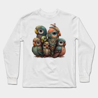 Cute Boho Bird Parrot Family Long Sleeve T-Shirt